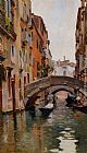 Famous Canal Paintings - Gondola On a Venetian Canal
